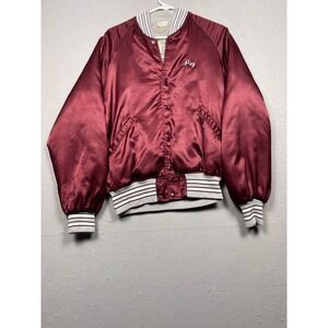 Howe Athletic Apparel Vintage Varsity Jacket Mens Medium Burgundy Satin Good